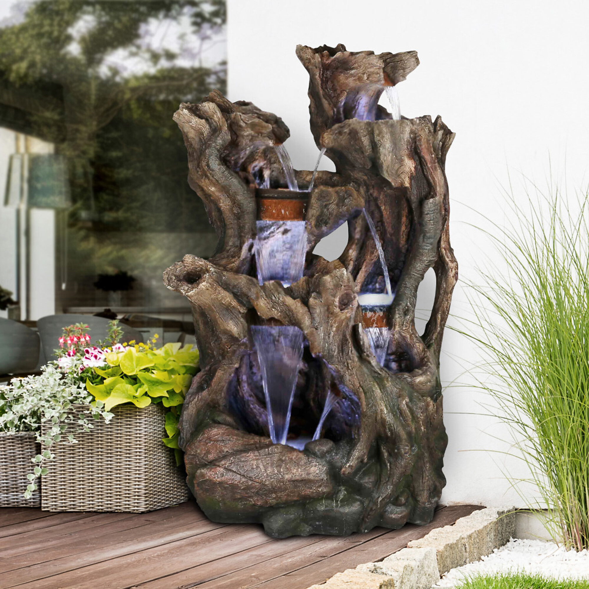 Alpine Corporation, Cascading Willow Tree Fountain with LED Lights, Power Cord Length 6.23 ft, Model# WIN1398